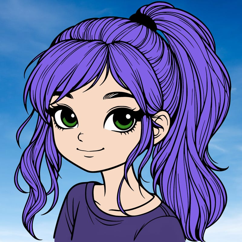 realistic girl with ponytail