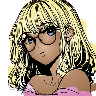 manga woman character with glasses and nice lips