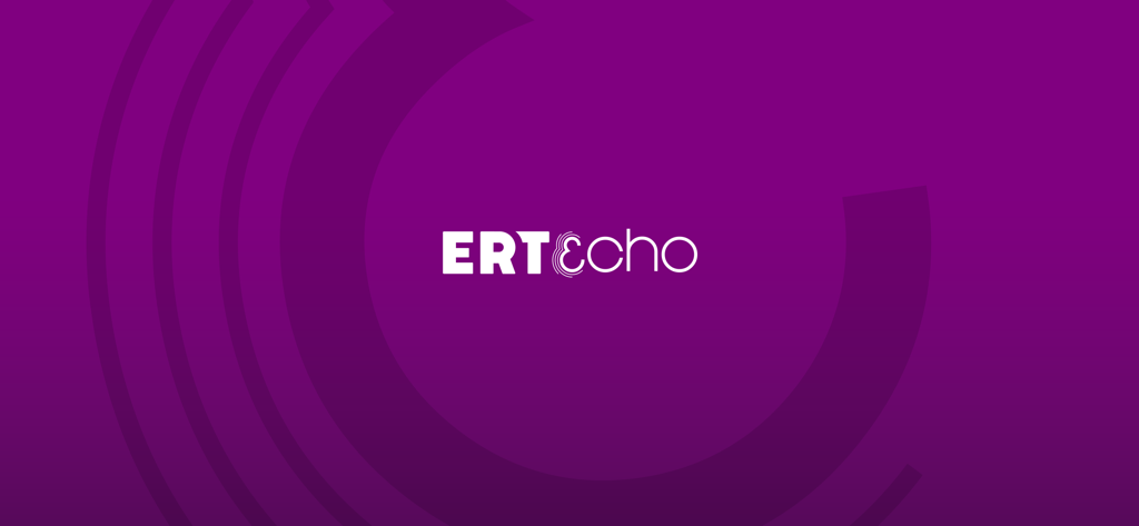 ERT εcho - Official logo of the ERT Echo radio and podcast app on a purple background