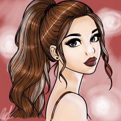 realistic pretty girl with high pony tail