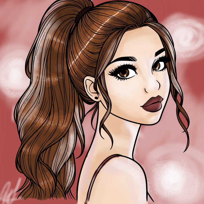 realistic pretty girl with high pony tail