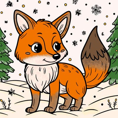 a fox in the snow
