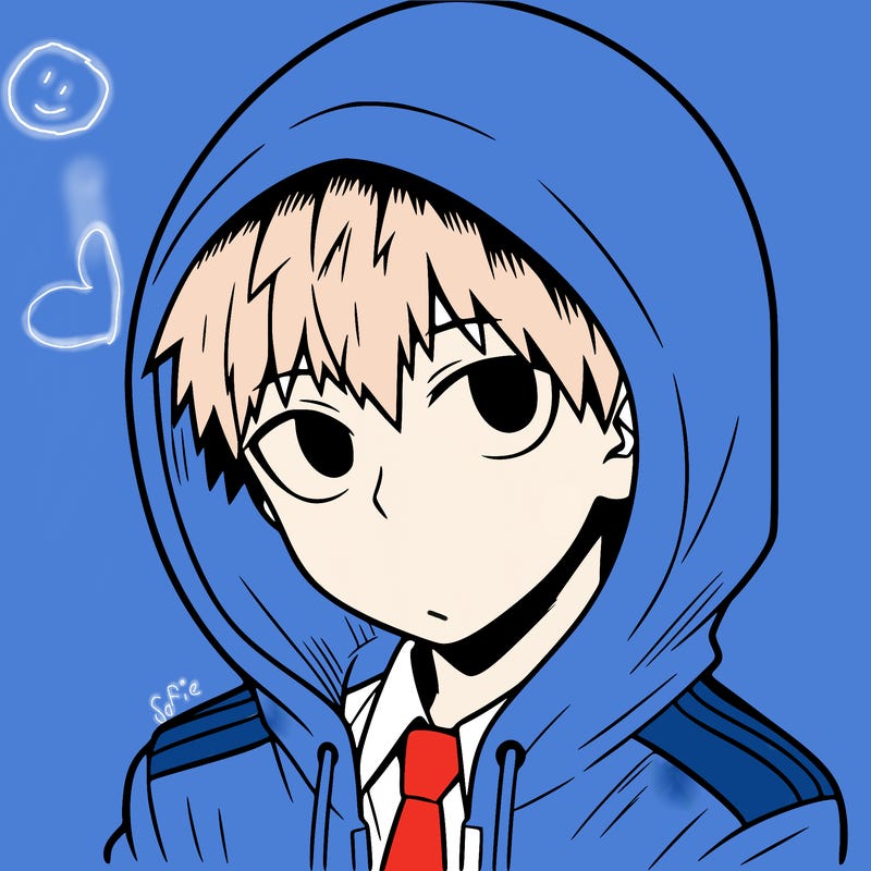manga character with a hoodie