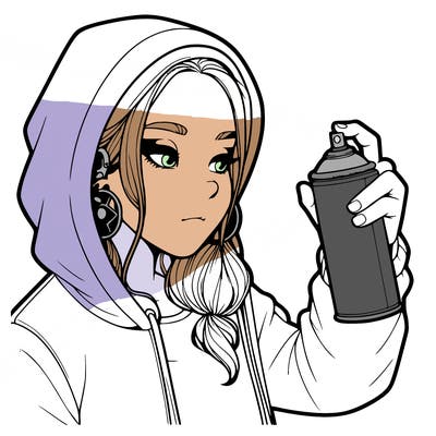 a realistic girl, spray painting