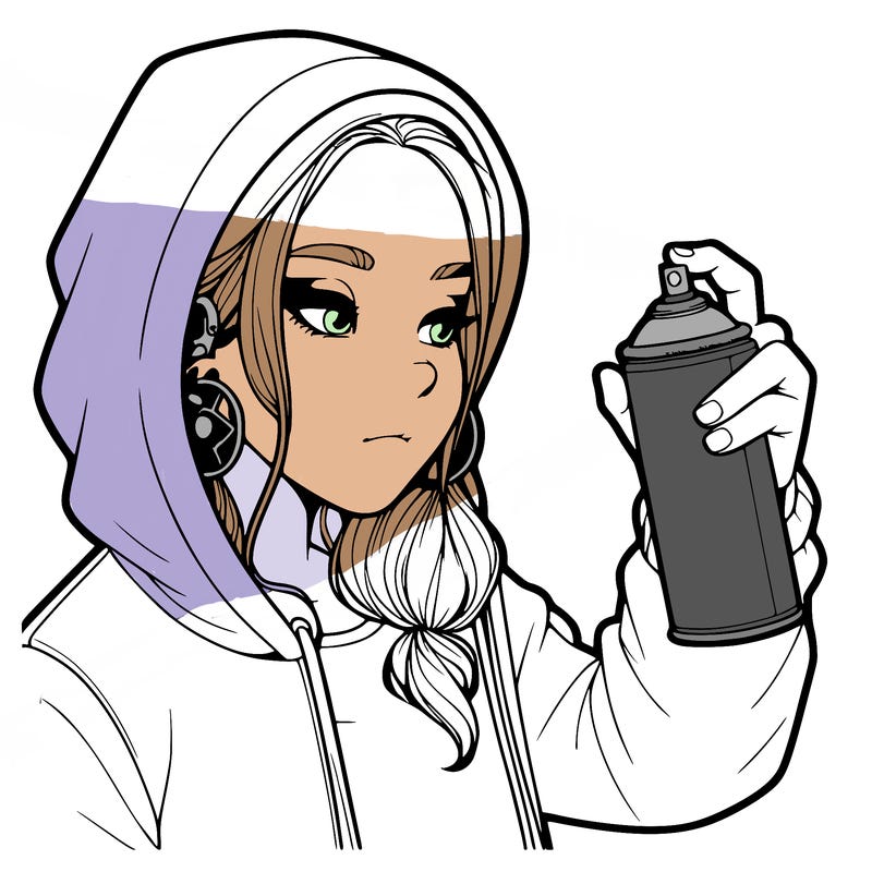 a realistic girl, spray painting