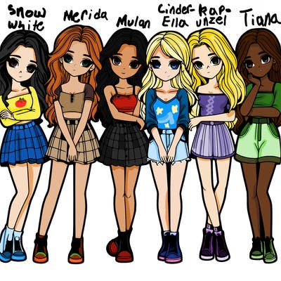 a group of girls realistic