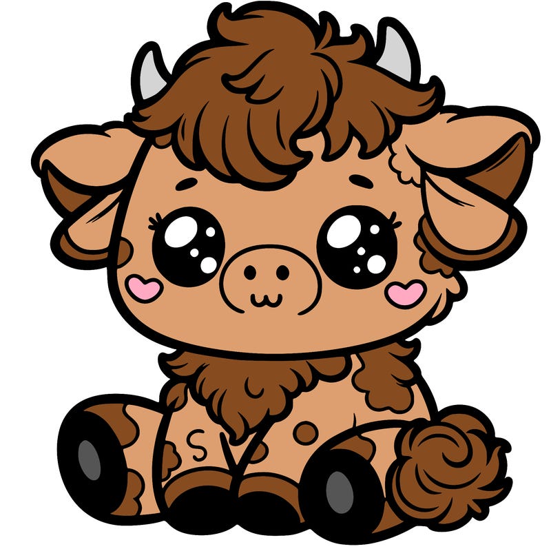 fluffy cute baby cow