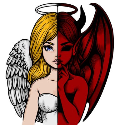 realistic angel half demon