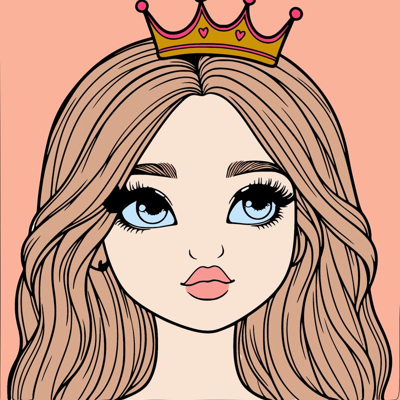 a realistic girl with a crown on