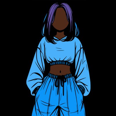 realistic girl faceless with baggy pants and a crop top