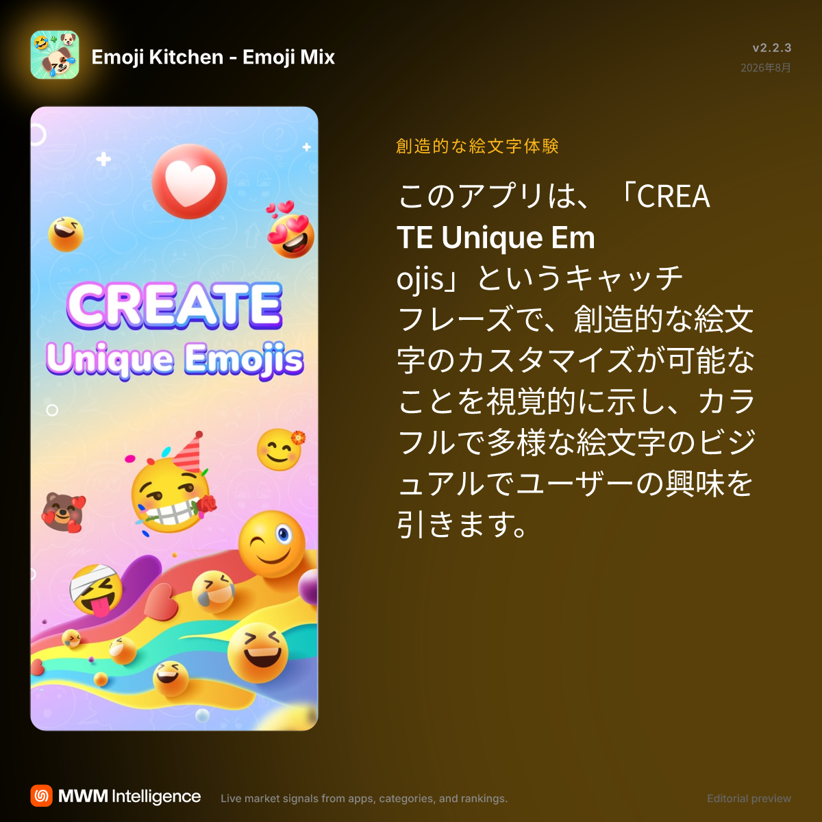 Emoji Kitchen - Emoji Mix - エンターテインメントアプリ | MWM