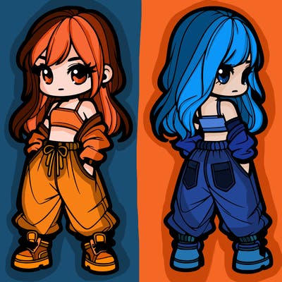 girl in crop top and baggy pants