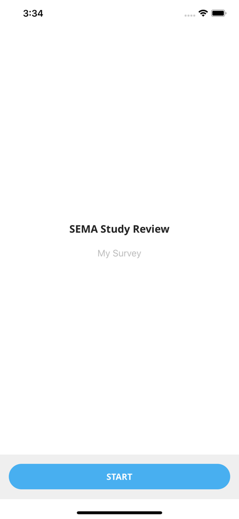 SEMA3 app study review start screen