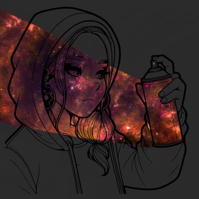 a realistic girl, spray painting