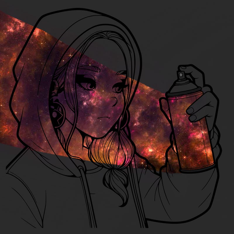 a realistic girl, spray painting