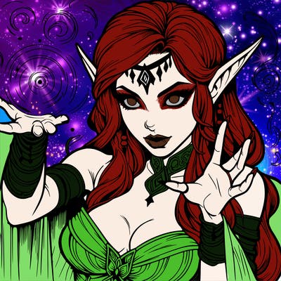 realistic scary beautiful elf sorceress casting spell