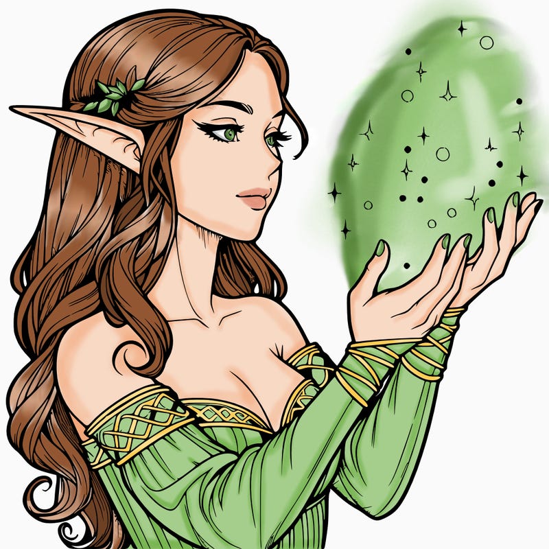 realistic elf girl doing magic