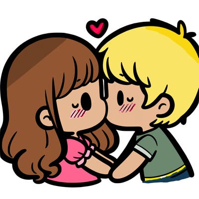 a girl and a boy kissing
