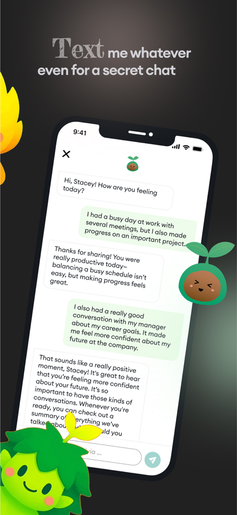 Livia: Emotional Best Friends - Livia app interface showing a supportive chat conversation with an AI companion