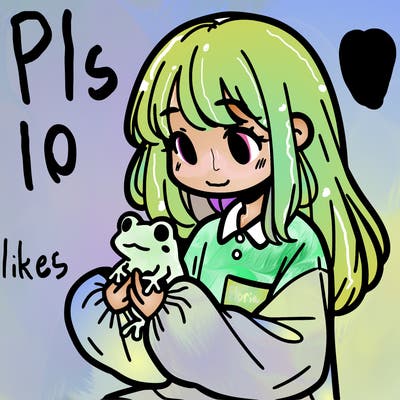 girl with long hair and a oversized shirt. and she is holding a frog