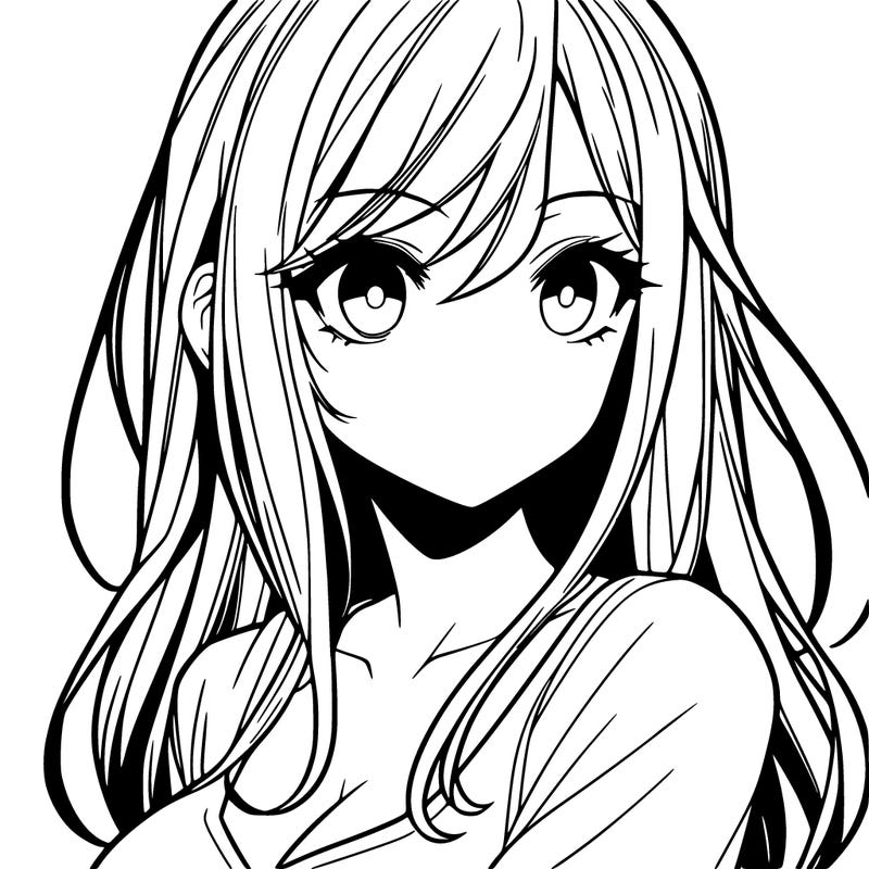 manga girl with long hair and big lips