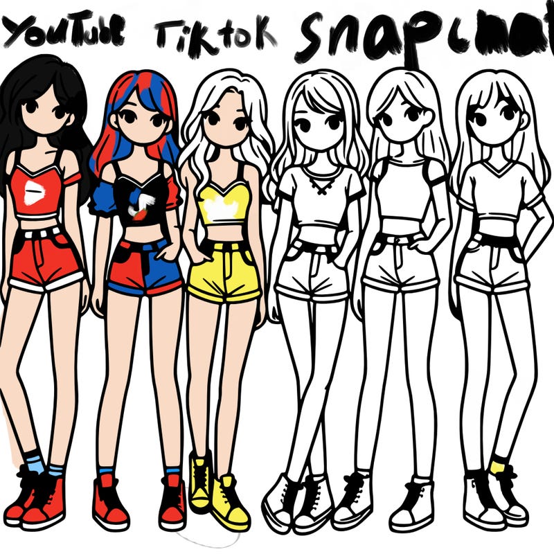 a group of girls wearing crop tops and shorts