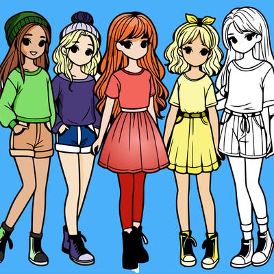 a group of five girls