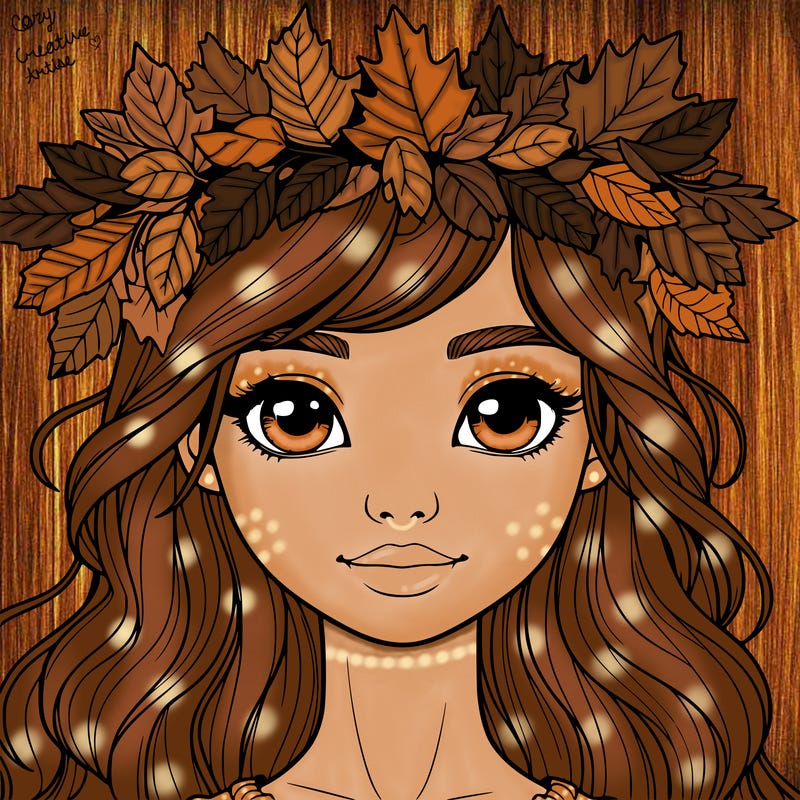 realistic girl with fall leaf crown