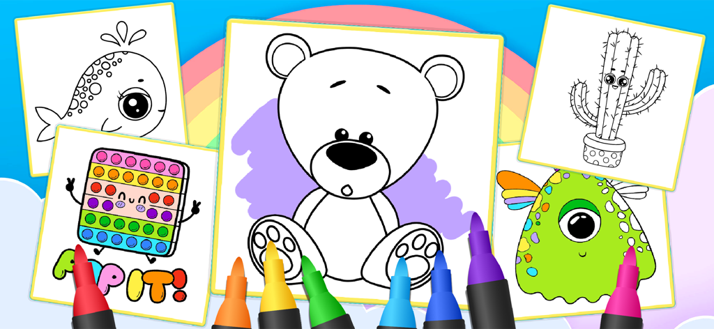 Coloring book Kids Art game - Digital coloring book for kids with various drawings and colorful markers