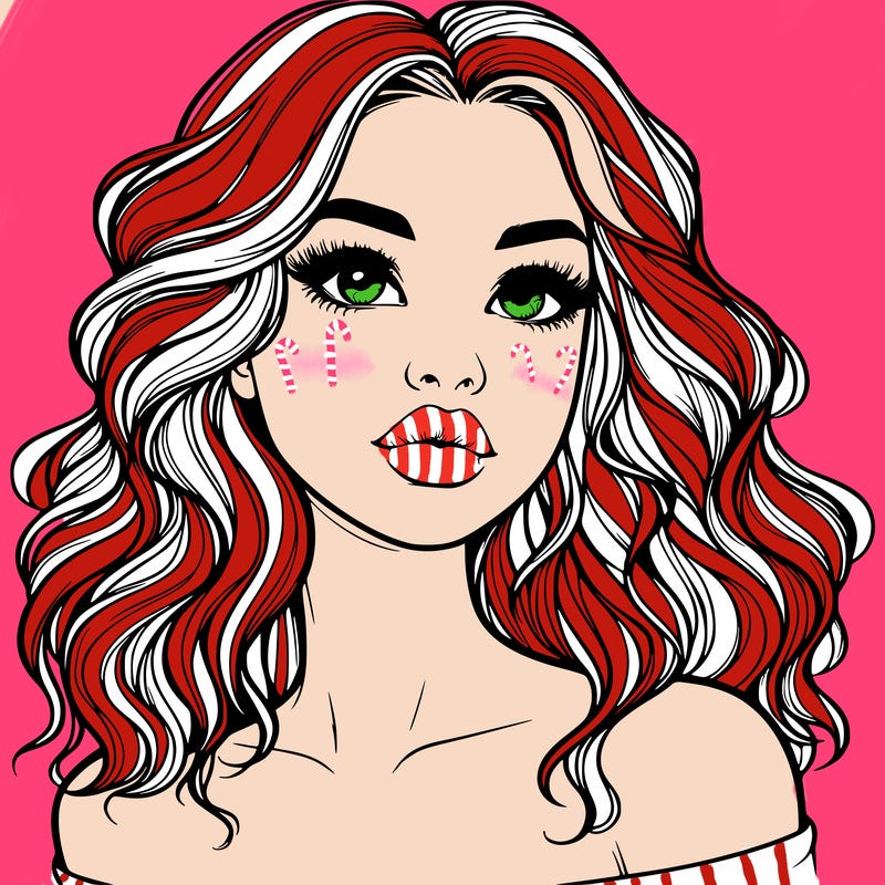 realistic girl with wavy hair and lips