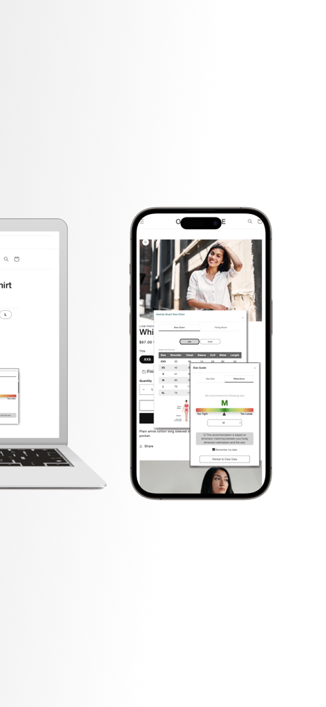 Size Guide Builder | Vestofy - Vestofy Größen- und intelligente Anprobeassistent auf Smartphone und Laptop