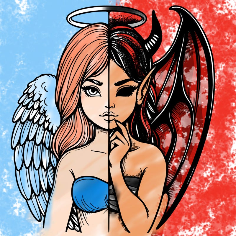 realistic angel half demon