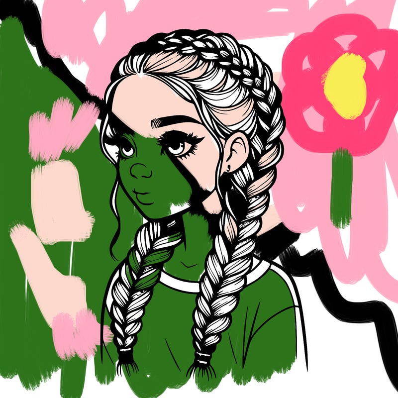 realistic girl with braids