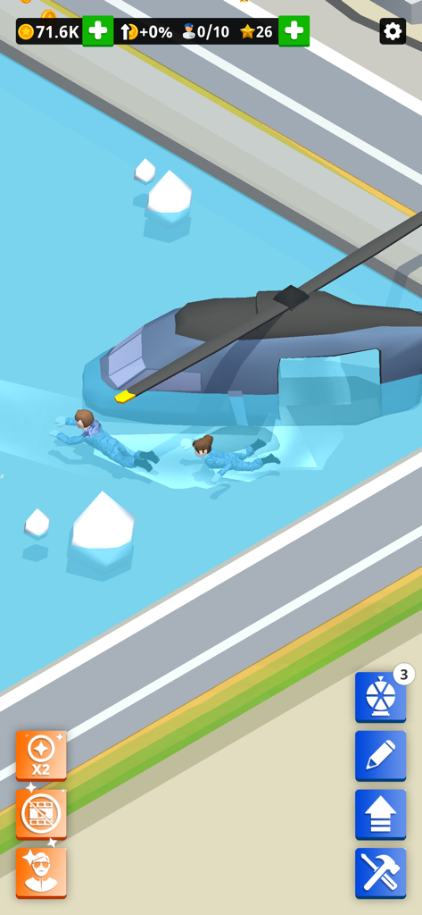 Idle Air Force Base - Military cadets practicing water survival next to a submerged helicopter in the Idle Air Force Base mobile game