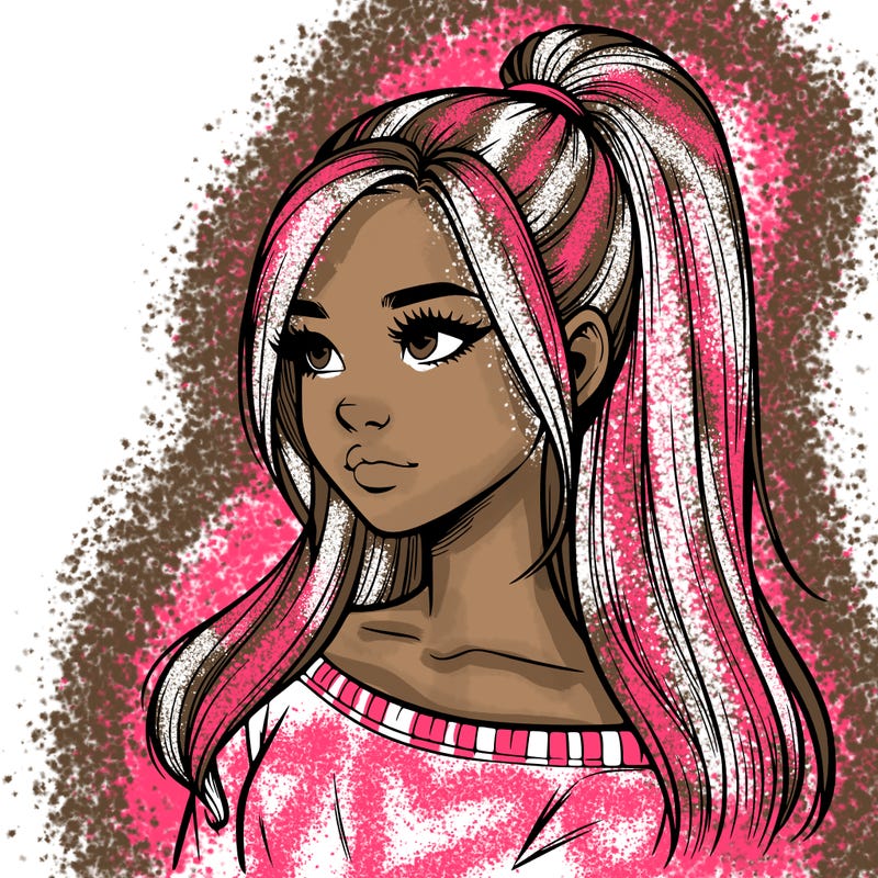 realistic girl with a high ponytail