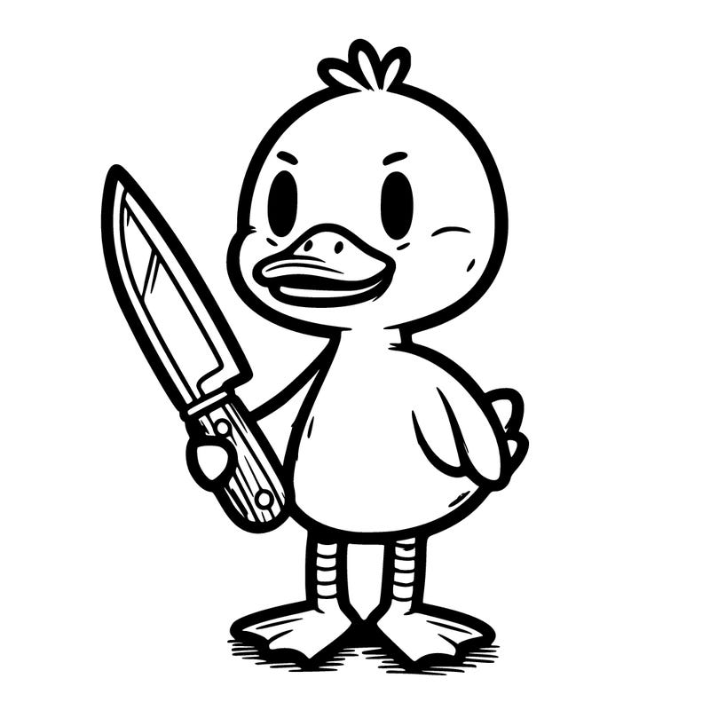 a duck holding a knife