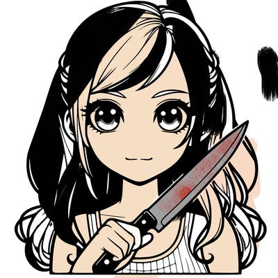 realistic girl holding a knife