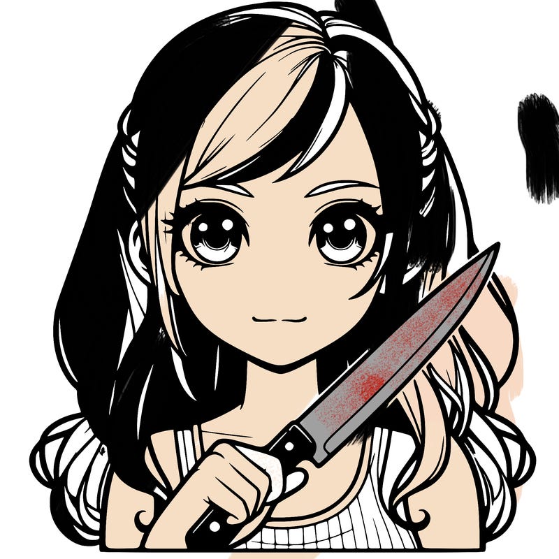 realistic girl holding a knife