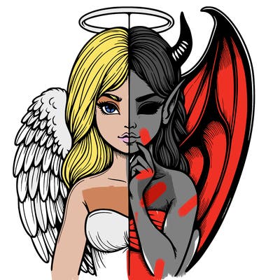 realistic angel half demon