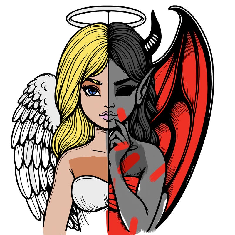 realistic angel half demon