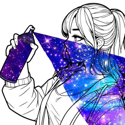 a realistic girl spray, painting