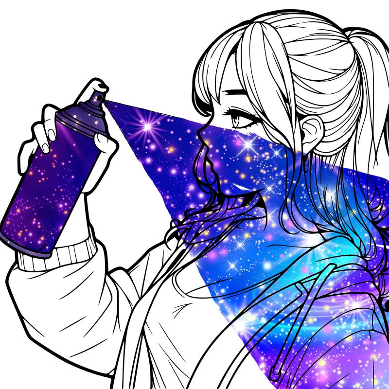 a realistic girl spray, painting