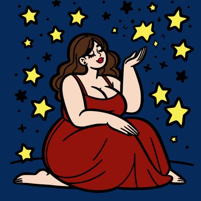 plus size woman looking at stars