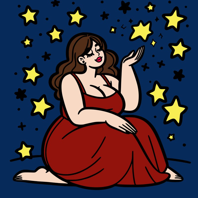 plus size woman looking at stars