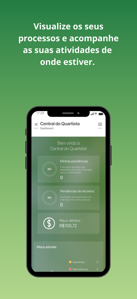 ABQM Oficial - ABQM Oficial app dashboard showing horse breeder activities and account status.