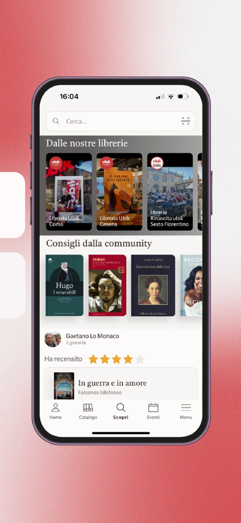 Interface d'application mobile my ubik montrant les librairies locales et les recommandations de livres de la communauté.