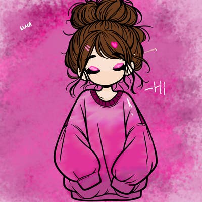 girl with baggy sweatshirt and messy bun