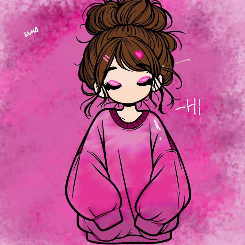 girl with baggy sweatshirt and messy bun