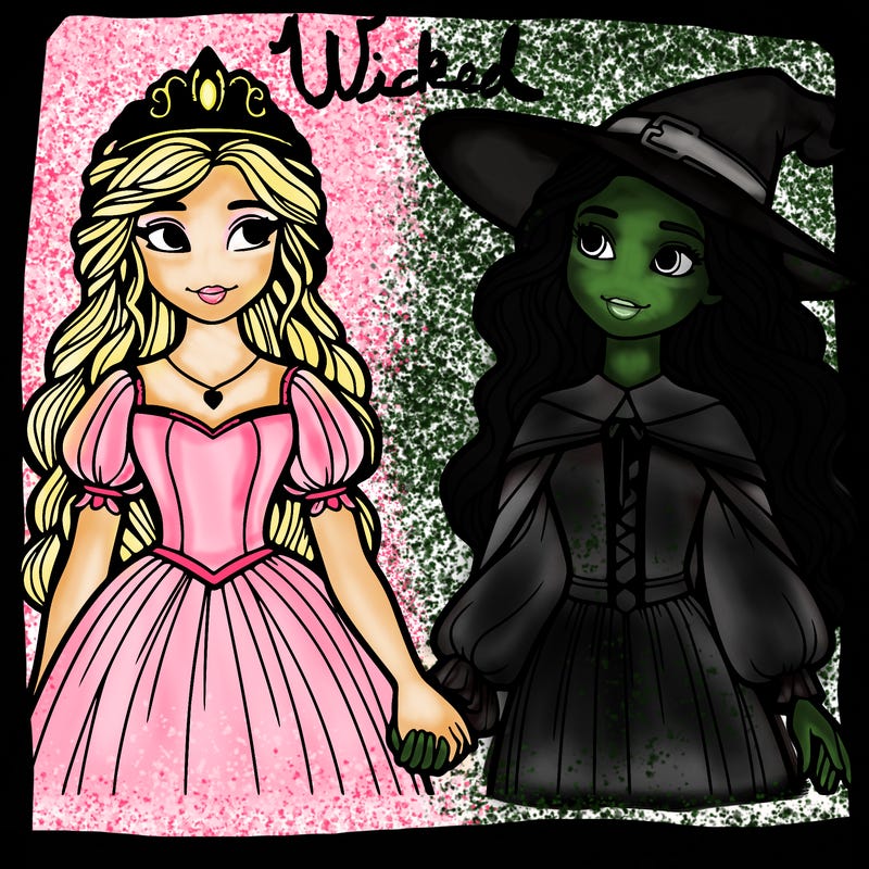 a princess and a witch holding hands realistic