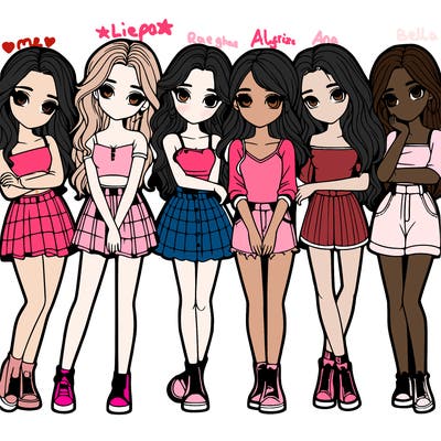a group of girls realistic